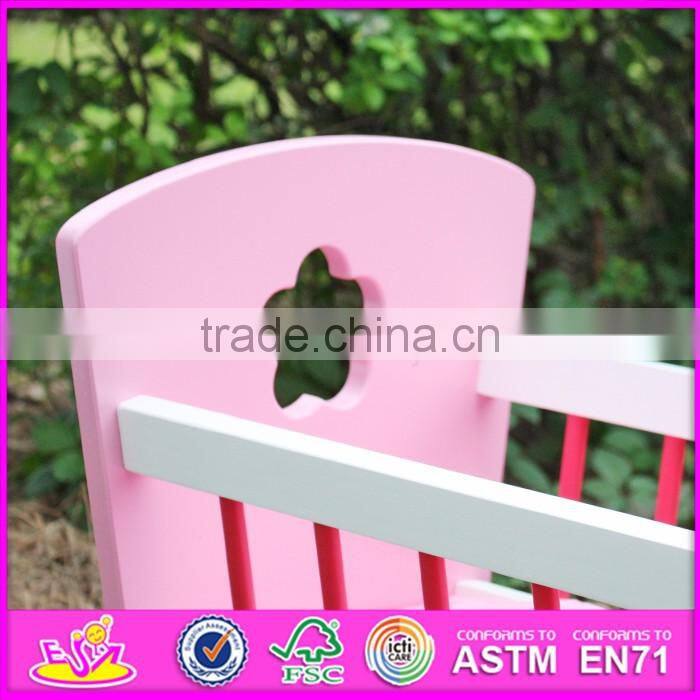 2016 Best design kids wooden toy 18 inch doll bed W06B052