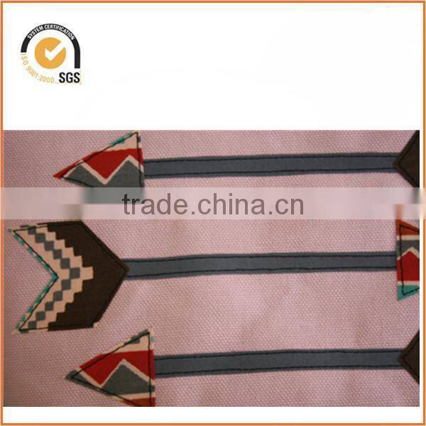 Flag/Bunting Applique Makeup Bag/ Zipper Pouch: Natural Canvas with Yellow and Pink Floral By Chiqun Dongguan CQ-H01081