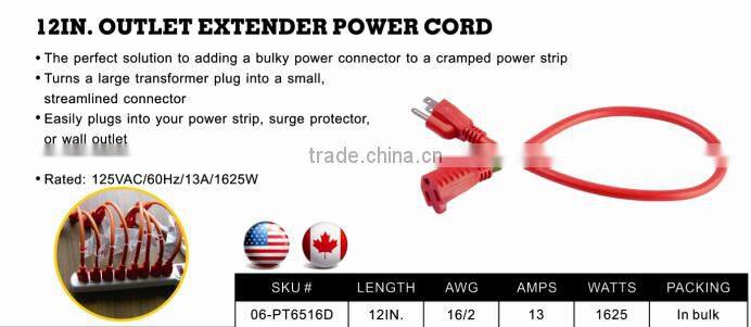 S80041 12in.outlet extender SJTW power cord