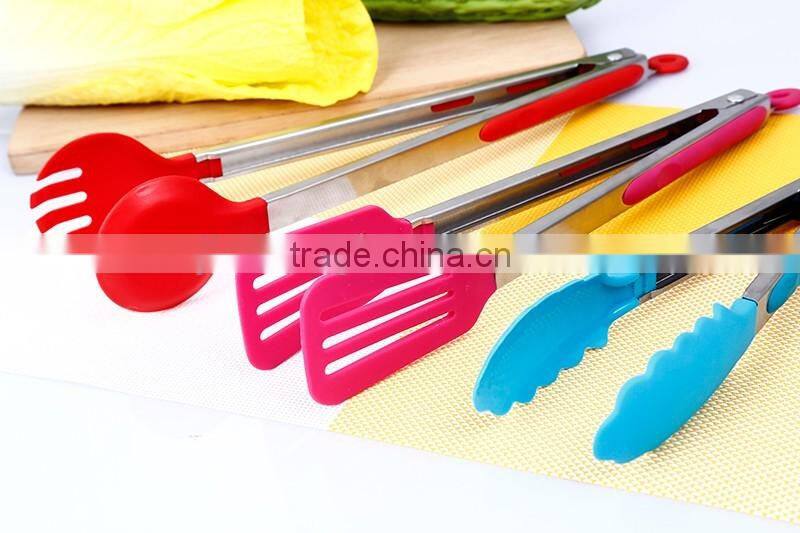 UJ23 Standard 9' ' stainless steel handle silicone kitchen food tong