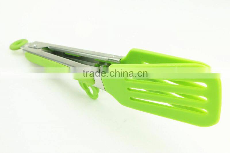 35079 Slotted Nylon Kitchen Tongs BBQ Cooking Food salad Tongs with holder stand