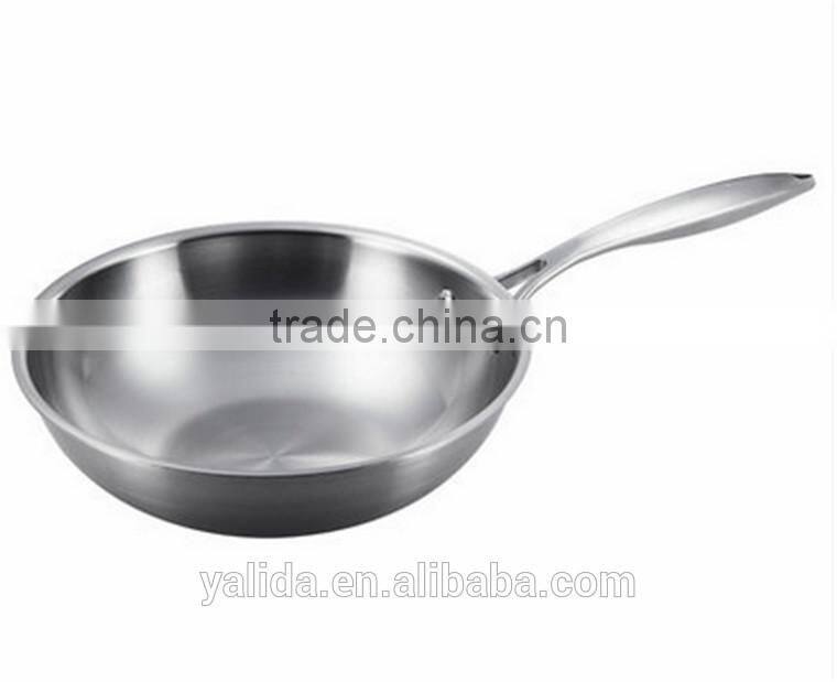 High Quality Highend Chinese Wok Round Bottom Composite steel Wok