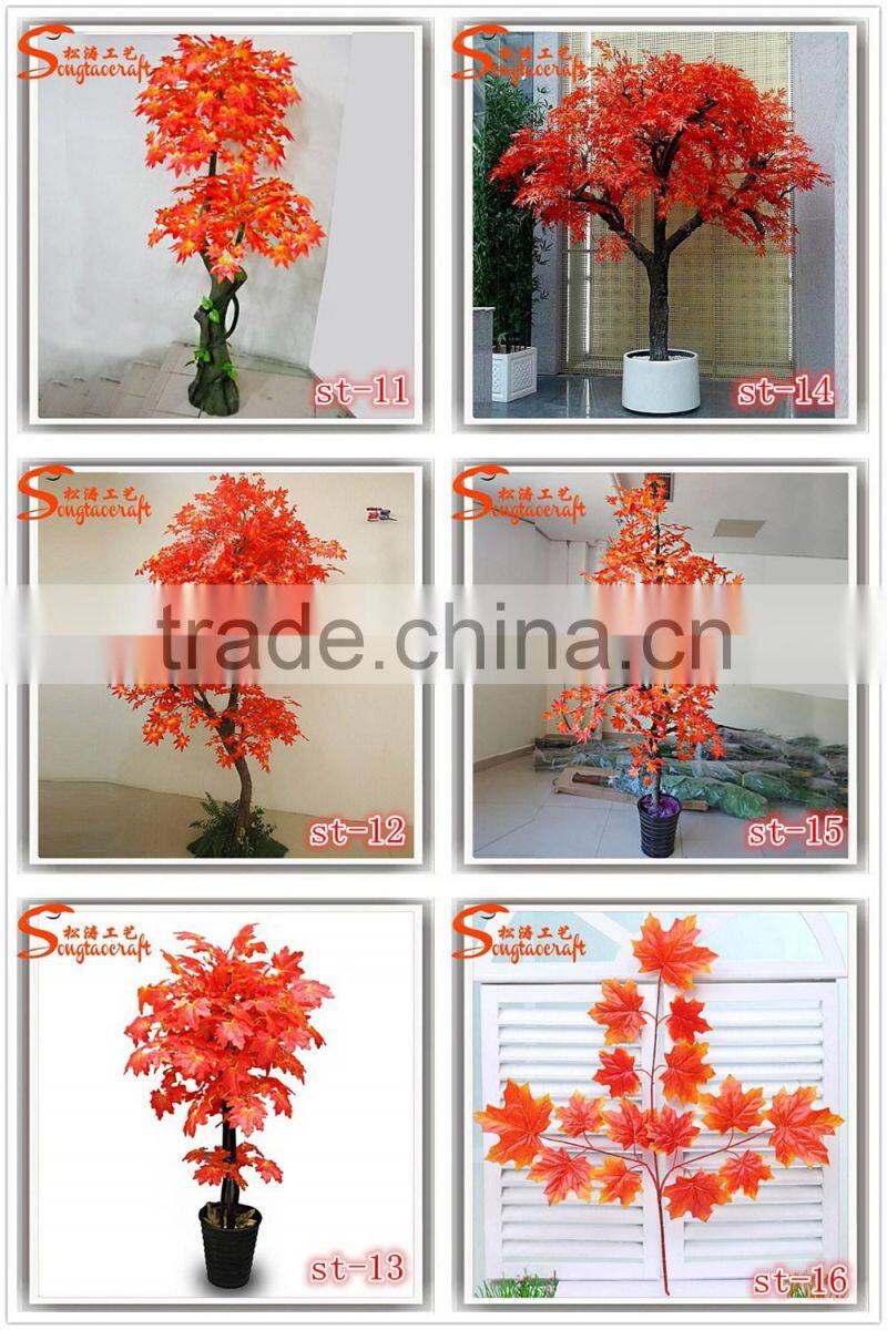 Wholsale artificial tree fiberglass tree and artificial red maple tree for decoration indoor