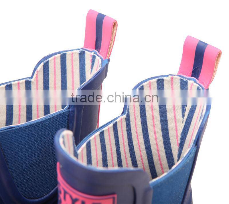 navy upper pink outsole white dog printed lovely fashion design chelsea rubber shoes waterproof wellies low cut ankle rain boots