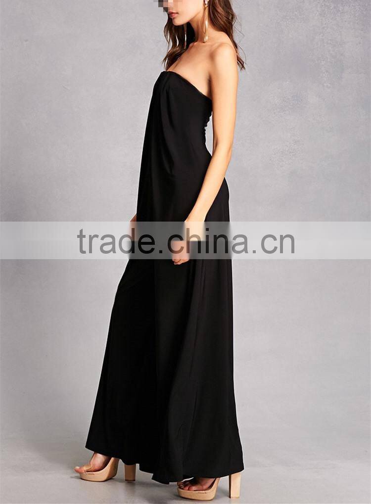 Top Quality Modern Design palazzo leg cut straight neckline Strapless Wide-Leg Jumpsuit