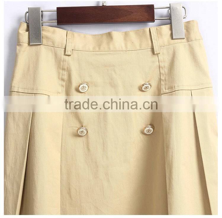 China Manufacture Girls Pleat Khaki School Uniform Skirt