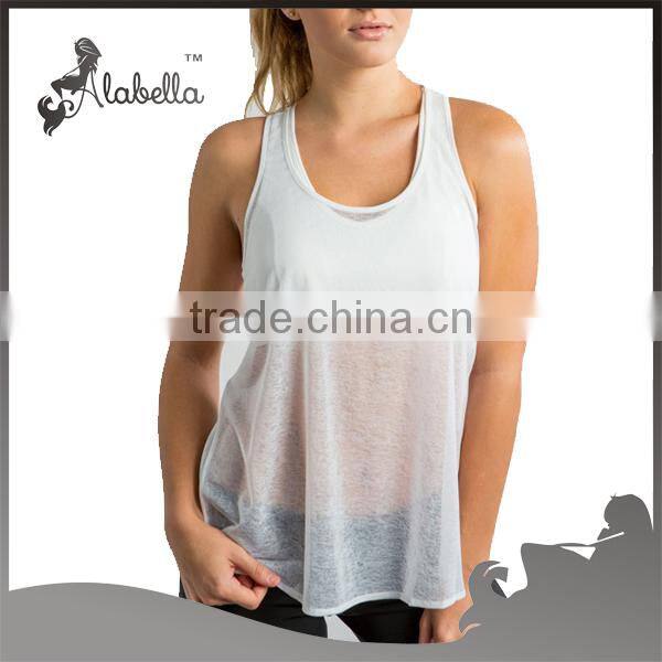 Bulk white loose tan tops Plain gym tank tops for wholesale