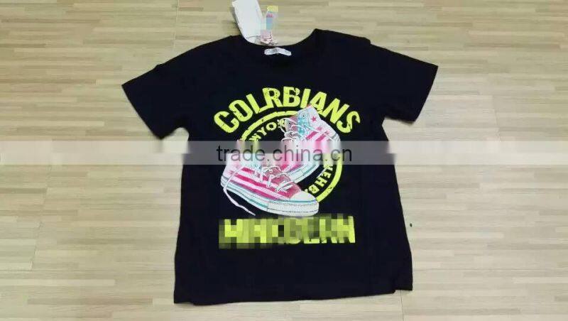 Garments stocklot cheap price comfortable boy's short sleeve t-shirts stock clearance sale