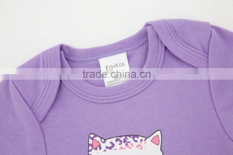 China Factory Cute Cats Design Short Sleeve 100% Cotton Baby Clothes For Newborn