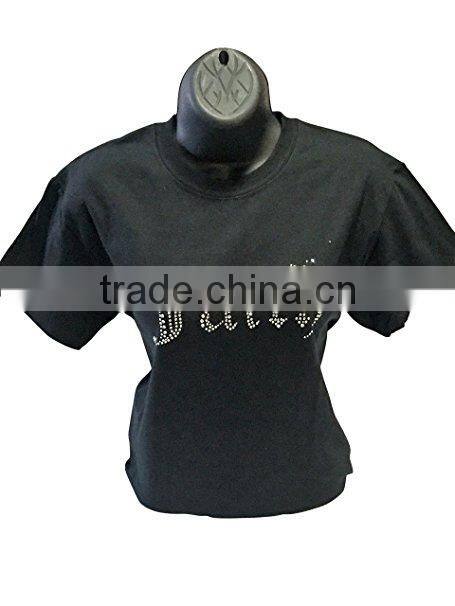 Faith Silver Rhinestone Black Fashion T-Shirts