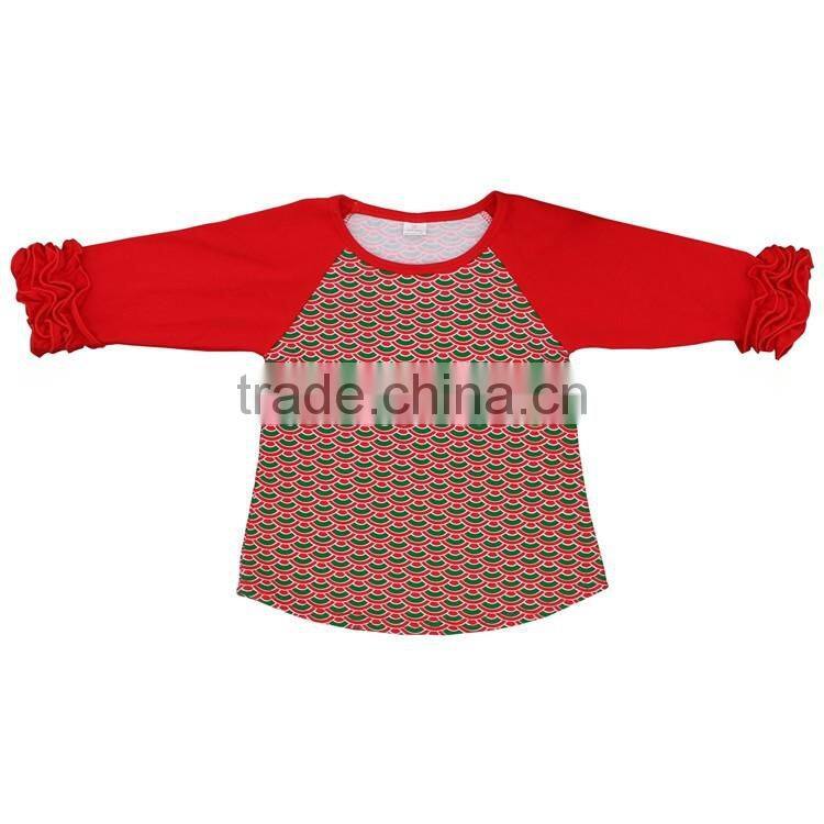 Wholesale children wear Icing Ruffle Raglan Shirt Baseball Shirt Long sleeve children's boutique clothing
