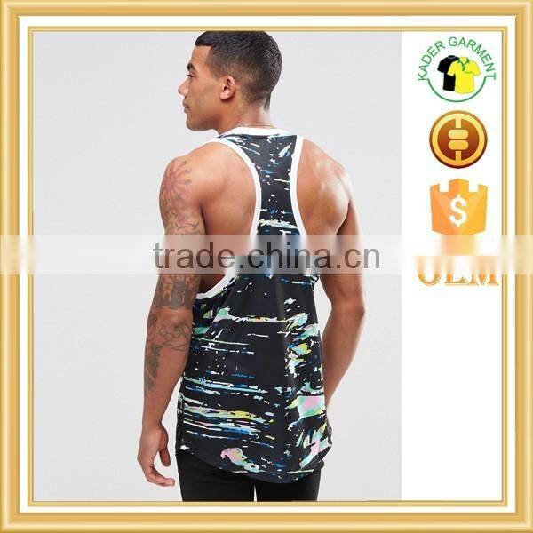 new fashion stringer singlet dry fit gym tank top with curved hem
