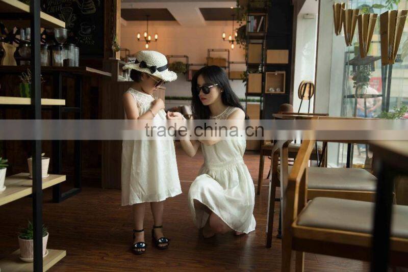 COOL KID ZONE summer white sleeveless chiffon princess dress matching mother and daughter dress