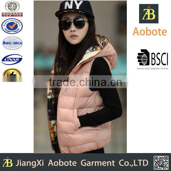 2015 New Fashion Customized Casual Women Cotton Vest With Hoody,Down Gilet