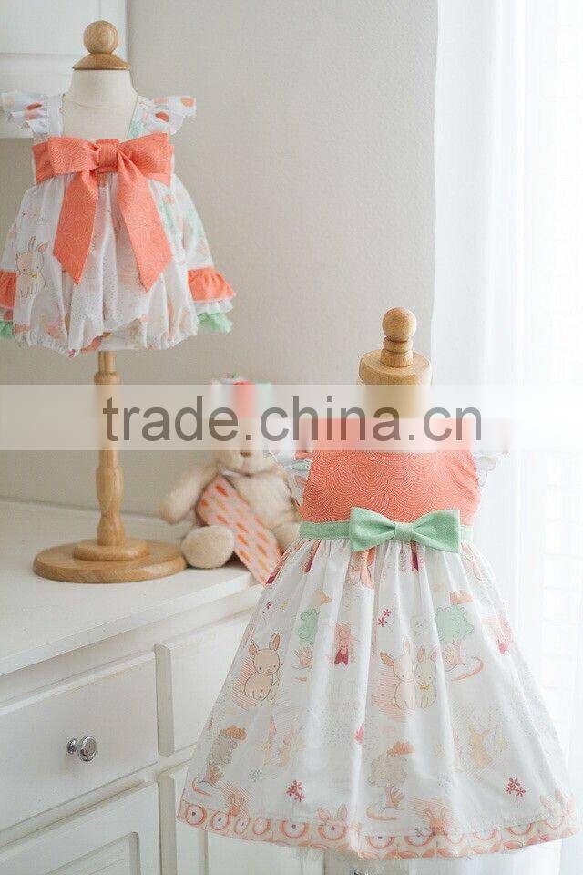 Newborn Baby Girls Clothing Kids Ruffle Printed Easter Bunny Bubble