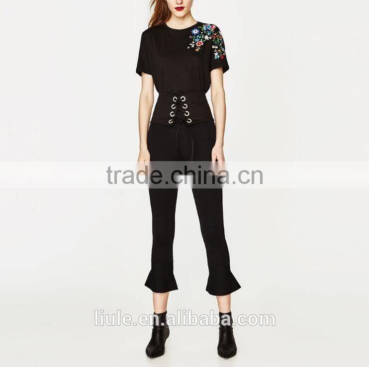 New Design Embroidered T-shirt For Female Popular Design Woman Shirt