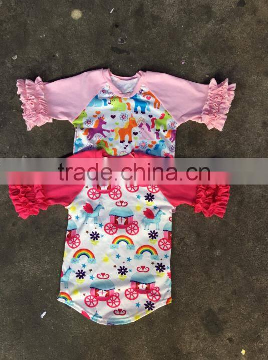 One-piece baby reglan t shirt wholesale bulk clothing cotton/spandx mixed ruffle clothes kids shirt