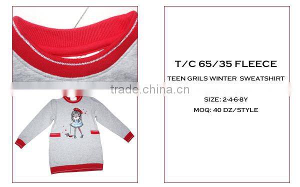 2015 Wholesale fall/winter T/C fleece boutique girl sweatshirt designs