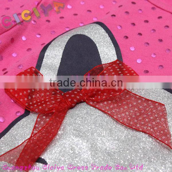 Lovely teen girl's long sleeve cotton knitting t-shirt with carton printing