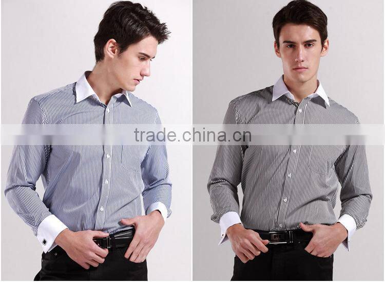 China supplier OEM fashion classic men's busniess long sleeve dress shirt with french cufflink