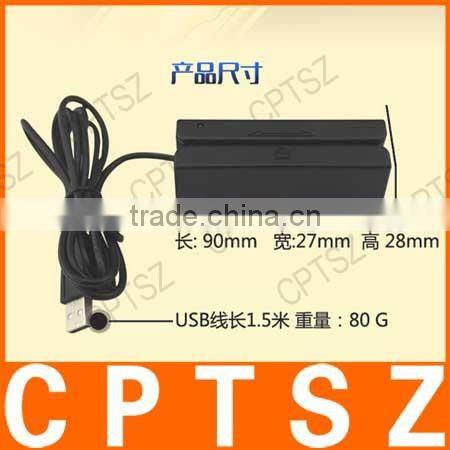 Mini three track magnetic stripe card reader usb card reader full (USB)