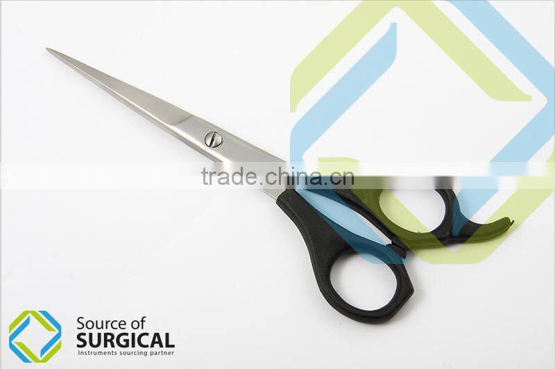 Made in Pakistan Regular Barber Scissors With Rubber Coating on Rings Red Color