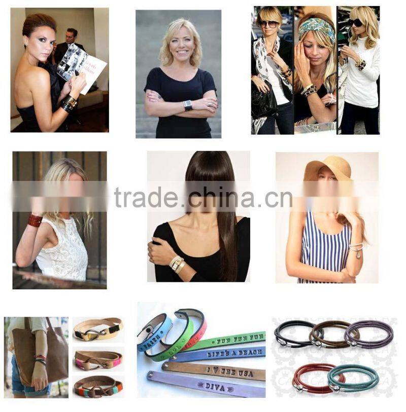 Personalized Monogrammed Oval Engravable Leather Cuffs