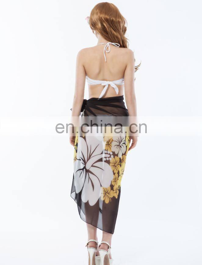 Black beautiful flower bali sarong pareo