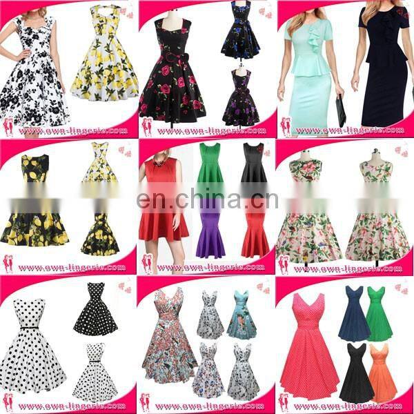 Wholesale price factory 1950s Vintage Floral Swing Dress For ladies