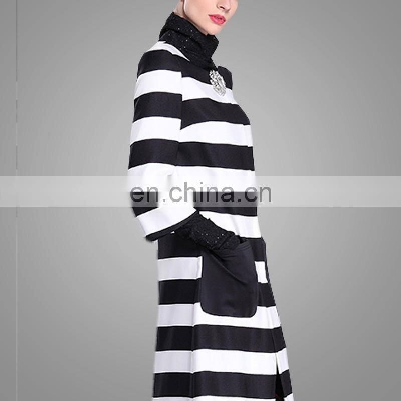 2016 Spring New Women Wind Coat Fashion Stitching Striped Euramerican Ladies Coat Wholesale Apparel