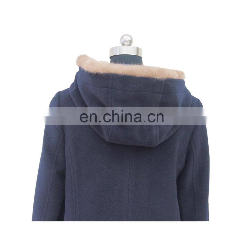 women short style winter wool coat with horn button
