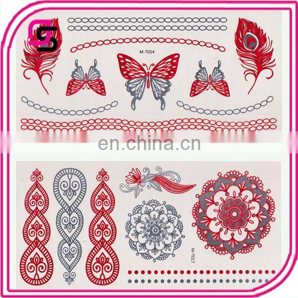 Spring design fancy tattoo sticker, metallic temporary tattoo