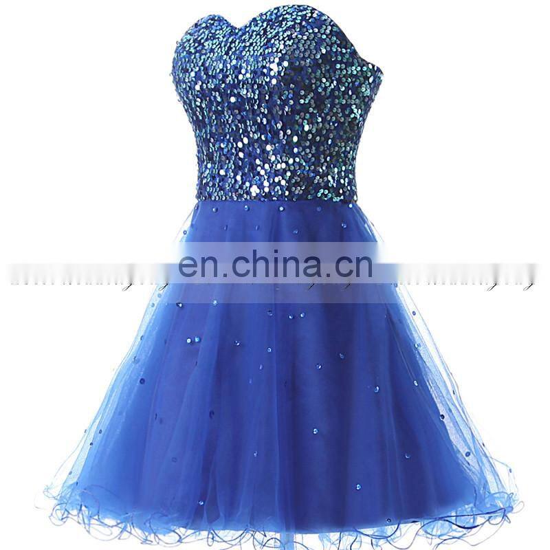 Latest Youthful Sweetheart Sleeveless Lace-up Tulle Sequins Mini Homecoming Dresses SD032