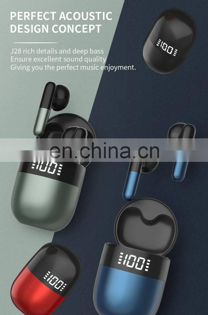 Tws Earbuds J28 Wireless Earpieces New Fashion Sports Headphones Gaming Music Headset