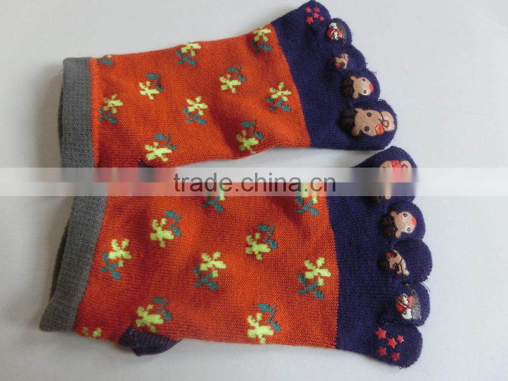 2016 children's knit five toe socks cartoon socks