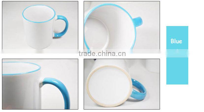 Manufacturer Wholesale Sublimation 11oz Top Grade Rim Colourful Mug