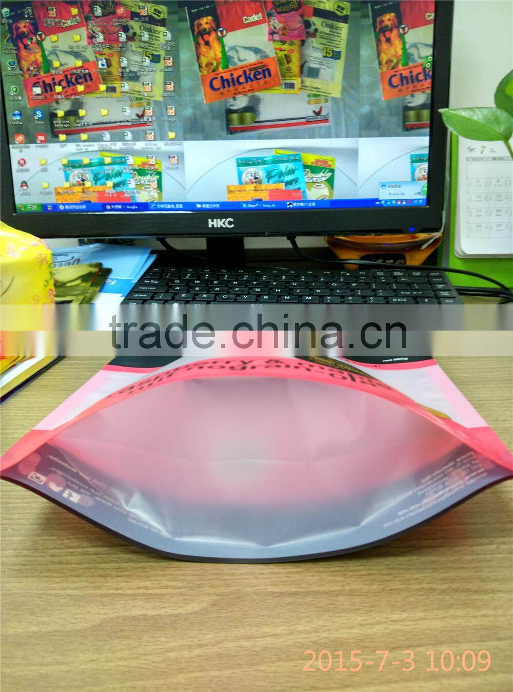 custom printed resealable stand up dried food pouch with zip lock