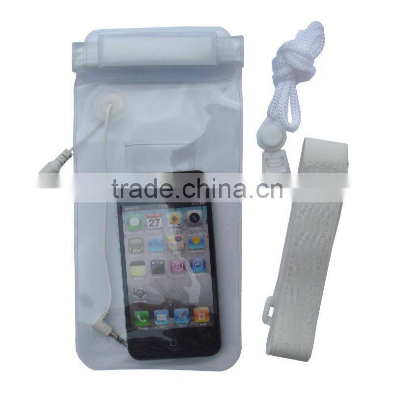 2012 Hot selling white waterproof bag for mobile phone with three waterproof zippers