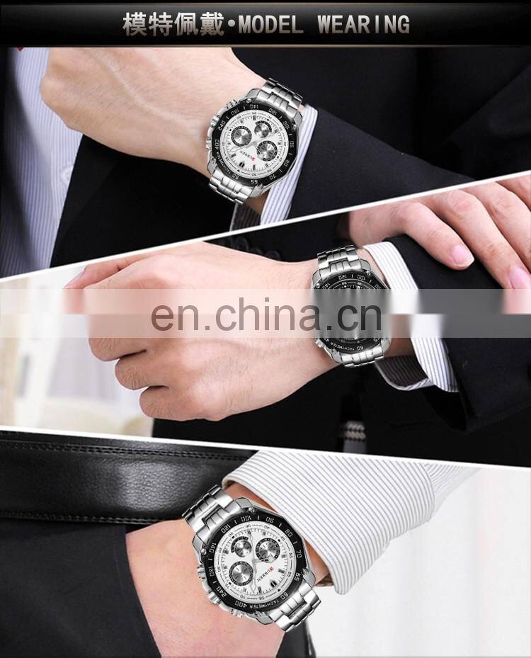 CURREN 8077 Men Quartz Luxury Chronograph Stainless Steelwatches Casual Water Resistant Army Watches Relogio Masculino