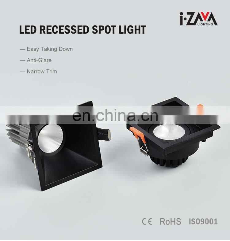 China Manufacturer Aluminum Recessed Mounted Cob 14W 12W Indoor Bedroom Market Led Spotlight