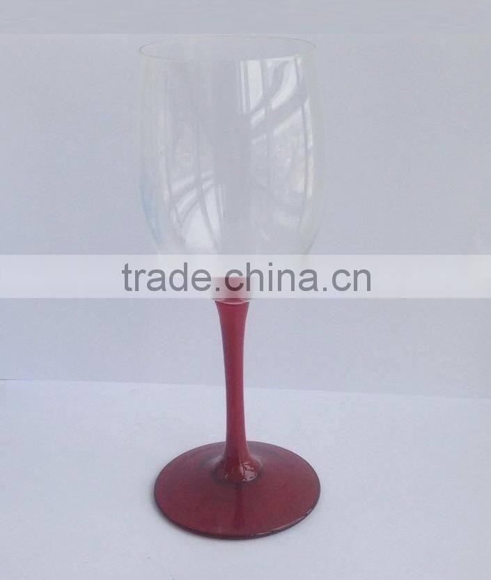 Wine glass with colored stem, yellow champagne glass, red wine glass