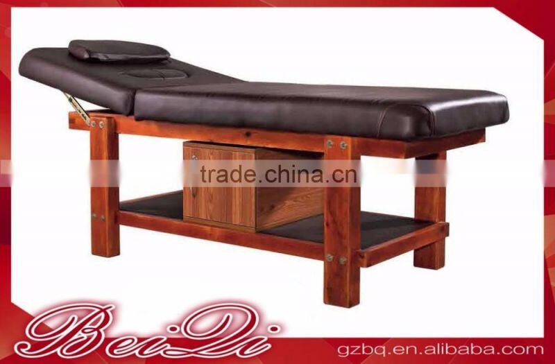 Beiqi 2016 New Beauty Salon Comfortable Stable Massage Bed with Wood Base Solid Wood Furniture