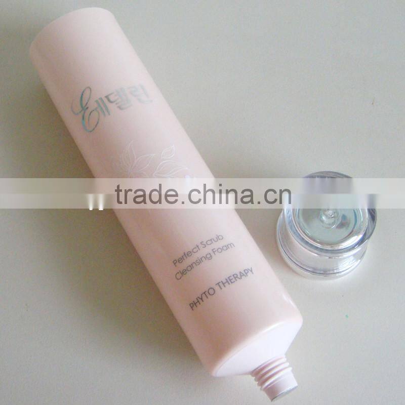 facial cleanser cosmetic tube packaging with acrylic cap,plastic tubes for cosmetics