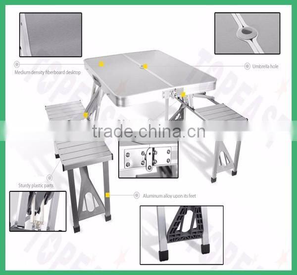 Gift Outdoor Aluminum Portable Folding Camp Suitcase Foldable Picnic Table w/ 4 Seats