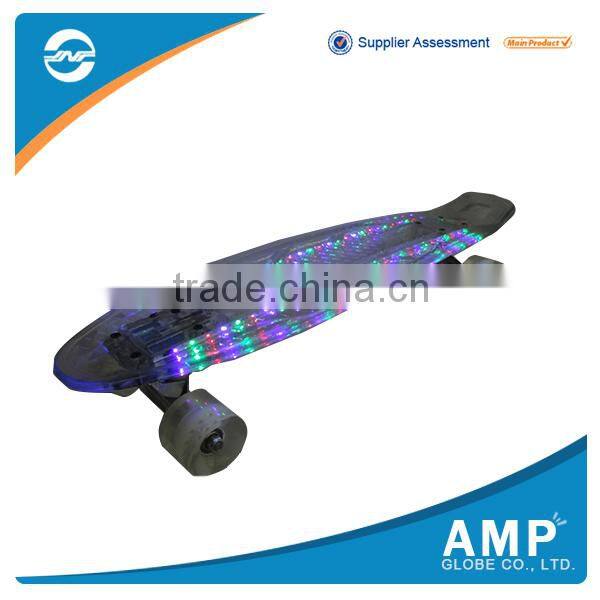 Wholesale flashing transparent mini PP skateboard