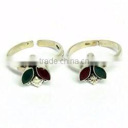Silver Prince !! Multi Stone 925 Sterling Silver Toe Rings, Indian Fashion Silver Jewelry, Gemstone Toe Rings