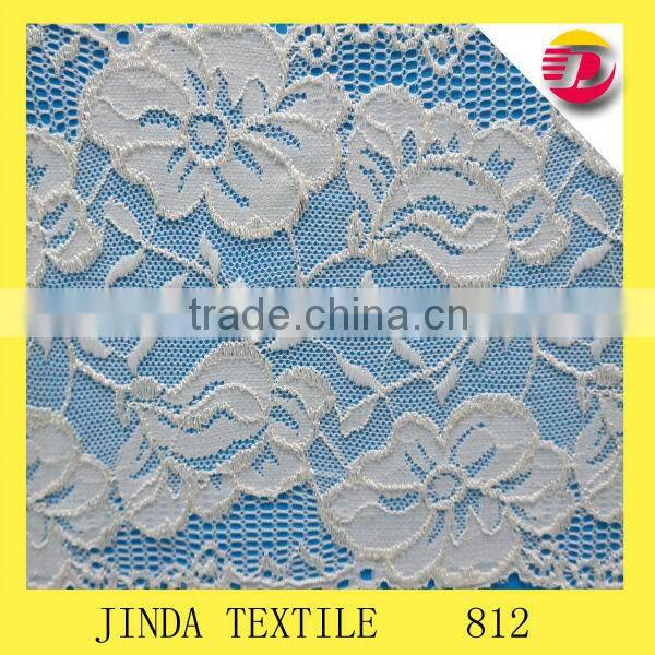 Popular White French Lace,Elastic Lace,Spandex Guipure Lace