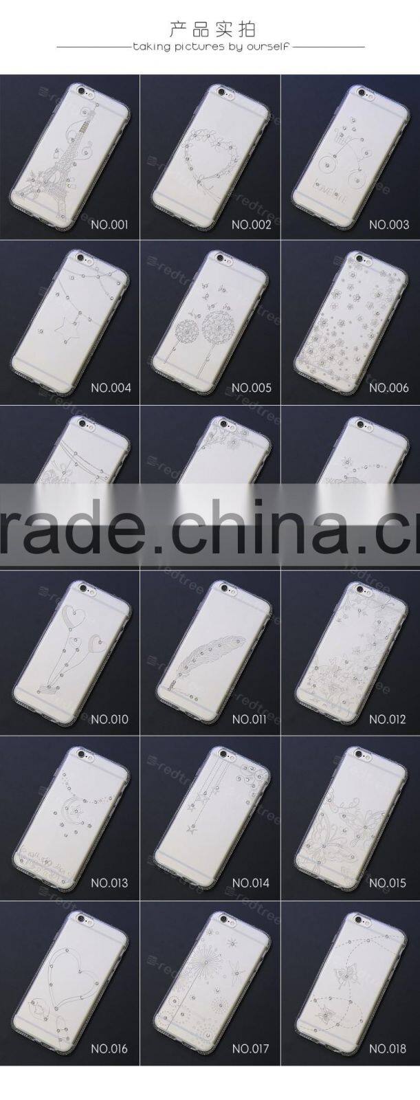 2016 Diamond Transparent Soft TPU High-end Phone Case for Iphone 6s 6plus 7
