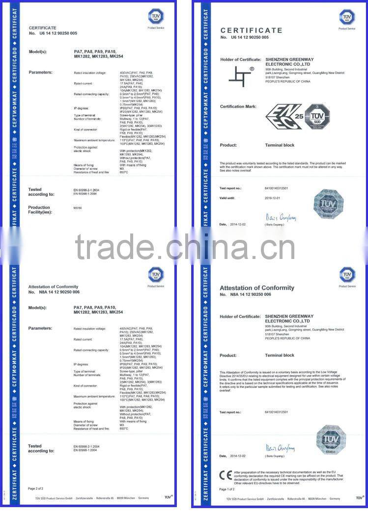 400V 16A 12 position wire connector Terminal barrier Strip Block