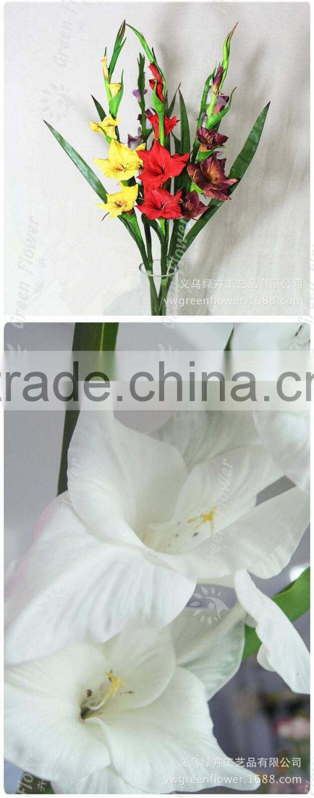 Greenflower 2016 Wholesale Real Touch Latex PU China Artificial Flowers gladiolus for wedding decoration